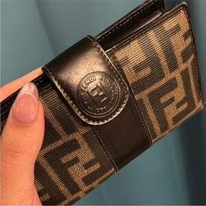 Fendi Black and Brown Logo Wallet